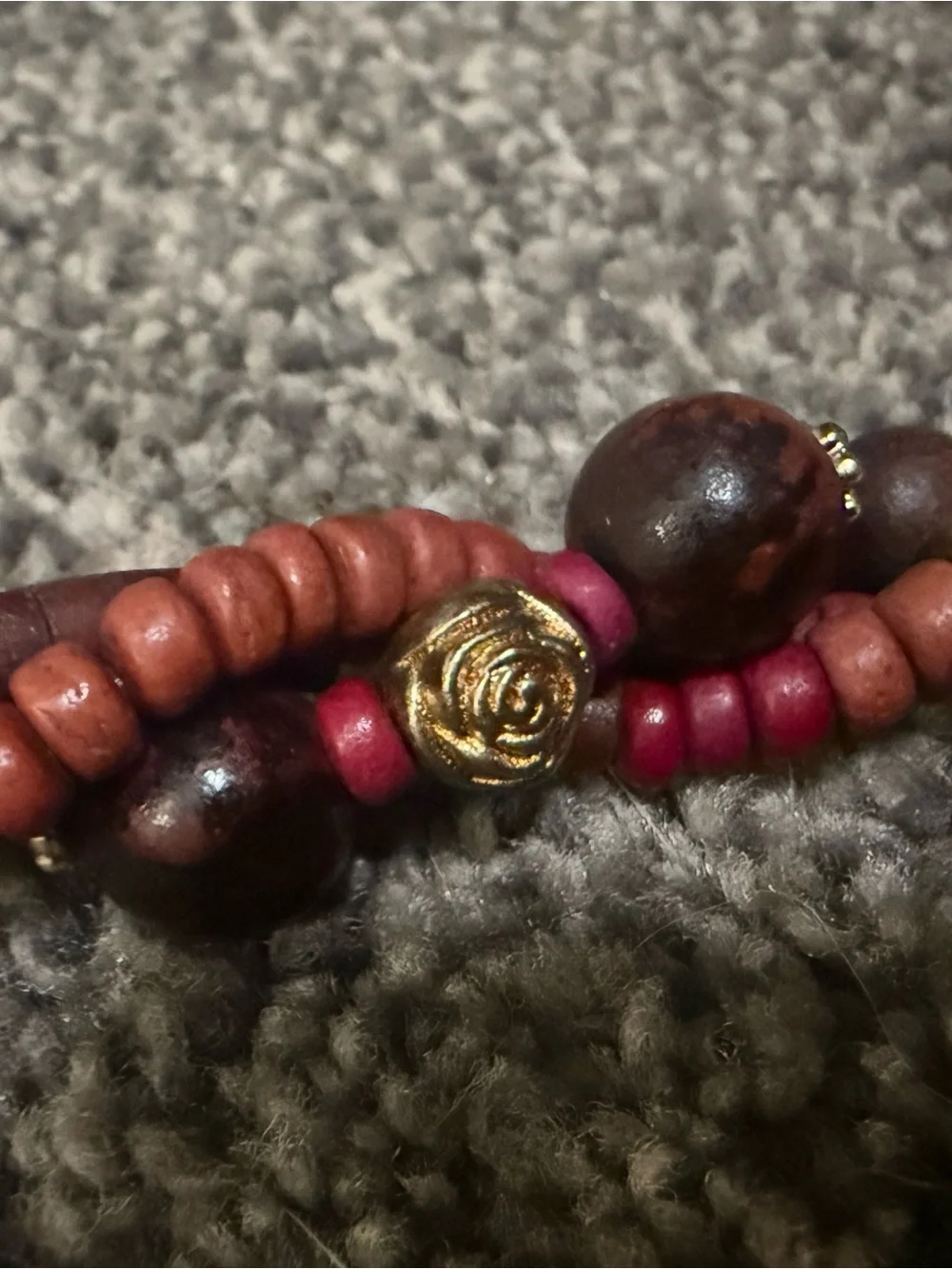 Vintage Boho Multi-Strand Twisted Wood Bead Necklace